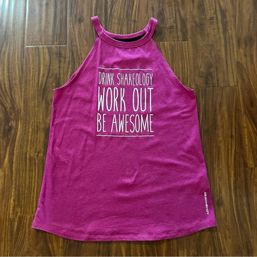 Beachbody Work Out High Neck Tank Top size medium Magenta Pink